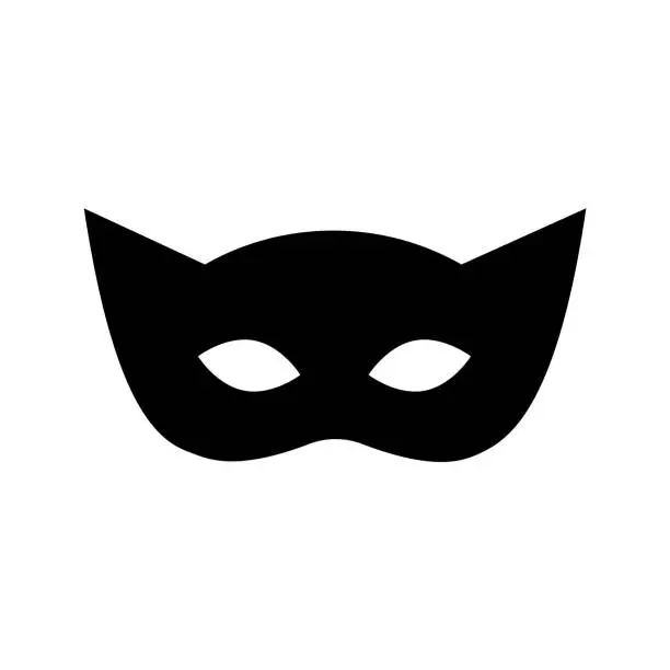 Vector illustration of Superhero mask vector black icon. Silhouette hero cartoon character comic face. Flat black superhero costume design mask
