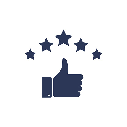 5 Star customer review quality rate satisfaction best service recommend. 5 star rate icon success vector icon