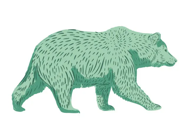 Vector illustration of Hand Drawn Folk Art Style Bear