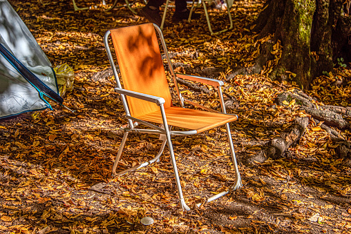 Orange camping chair in Yedigöller