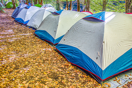 Camping tents in Yedigöller in autumn
