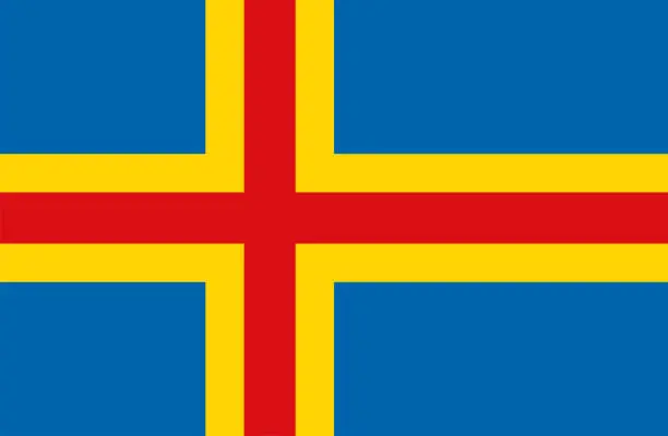 Vector illustration of Region of Aland flag. Official colors. Correct proportion