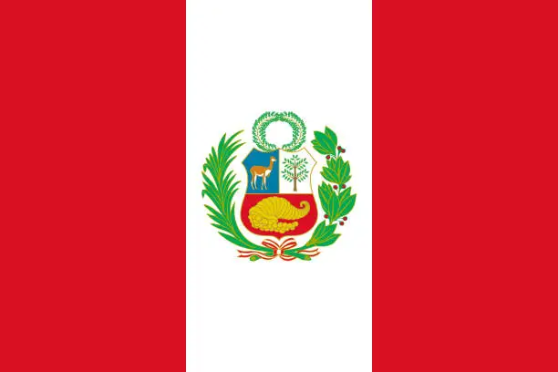 Vector illustration of Peru flag. Official proportion. Correct colors