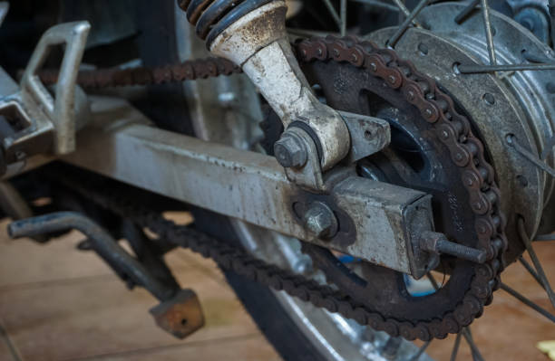 rusty motorbike gears and shocks