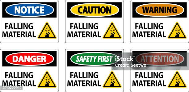 Fall Material Signage Danger Sign Falling Material Stock Illustration - Download Image Now ...