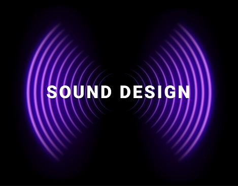 Dynamic Sound Wave Visualization Sound Design vector illustration purple wave neon spectrum