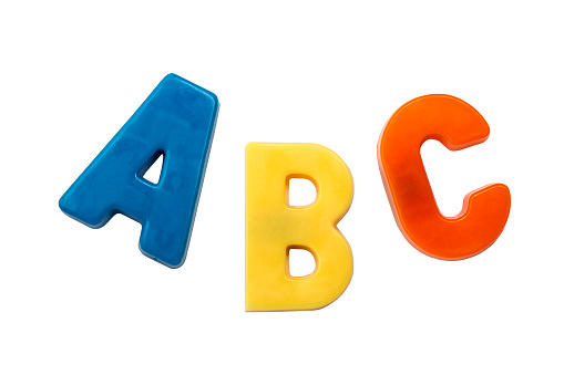 Portuguese language colorful alphabet, paper cut out ABC letters.