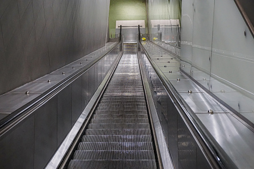 High angle view of an escalator