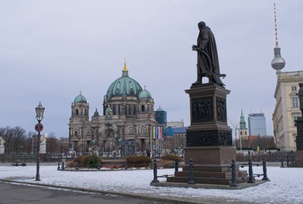 berlin cathedral. cloudy winter day. selective focus - winter city germany brandenburg imagens e fotografias de stock