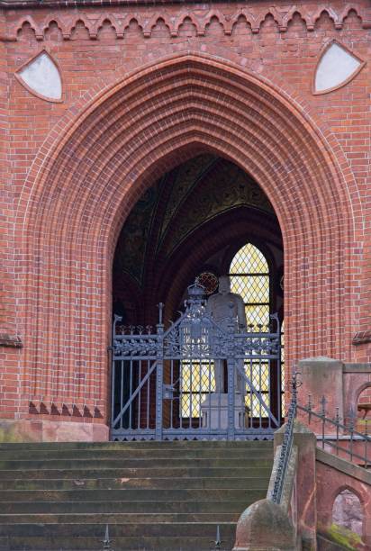 Berlin, Germany - Jan 22, 2024: Grunewald Tower in Berlin. Also know as Kaiser Wilhelm Tower. Cloudy winter day. Selective focus
