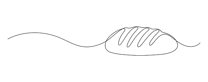 Bread. Continuous line drawing. Food frame border doodle.