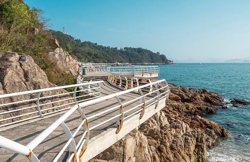 Beach seafront road and beach