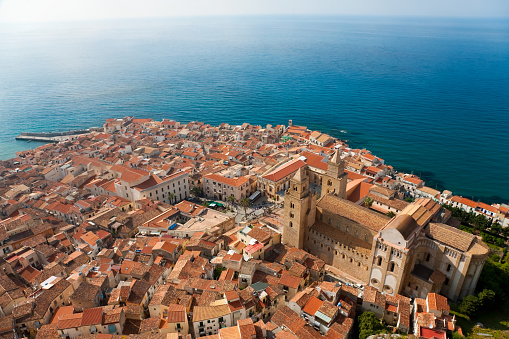 Cefalu from La Rocca on the North Coast of Sicily, Italy