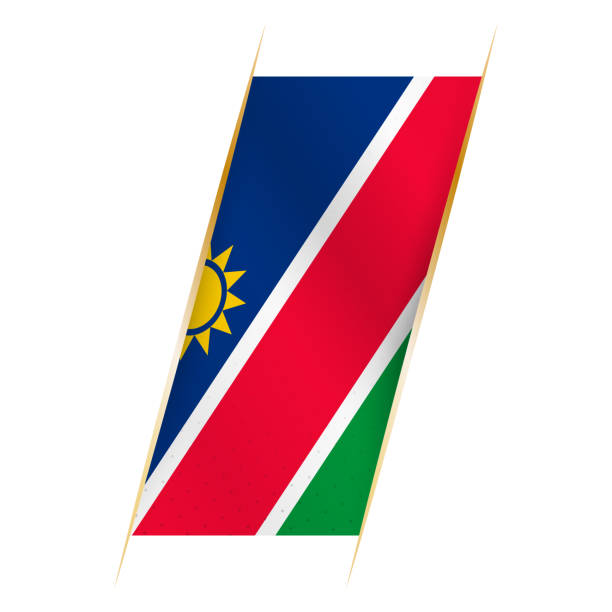 istock Namibia flag in the form of a banner with waving effect and shadow. 2010453710