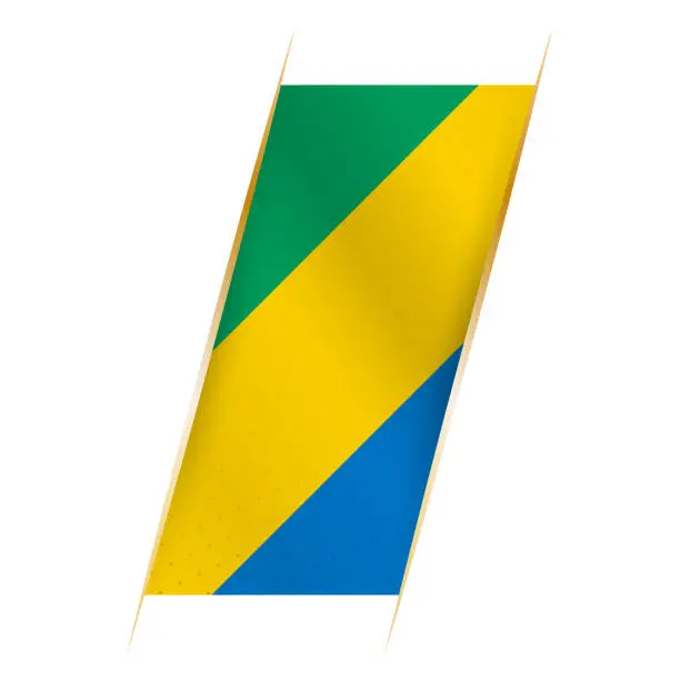 Vector illustration of Gabon flag in the form of a banner with waving effect and shadow.