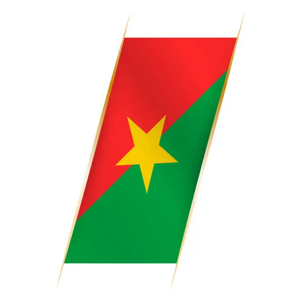 Vector illustration of Burkina Faso flag in the form of a banner with waving effect and shadow.
