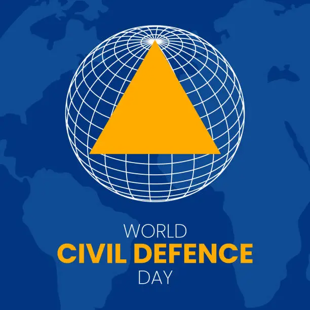Vector illustration of World Civil Defence Day Greeting Card - 1 March, Civil Defence Poster Design