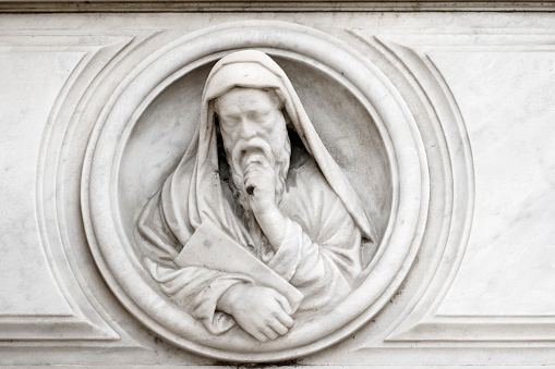 Verano cemetery, Rome, Italy: detail of Domenico D'Amico's grave who was artist and made his tomb. He died in 1901.