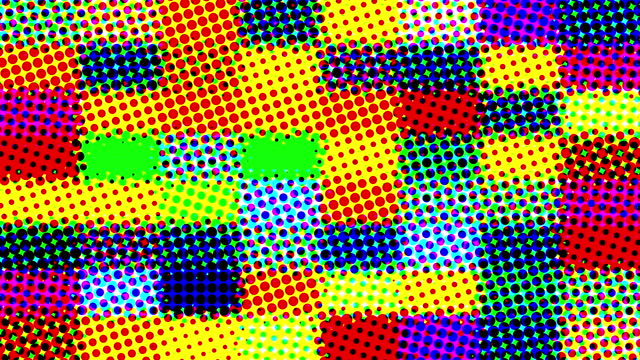 Colorful blinking rectangles halftone pattern