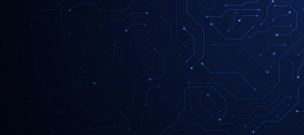 Dark blue futuristic digital technology background Dark blue futuristic digital technology background, modern communication technology concept, technology background dark stock illustrations
