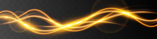 istock Light wave of shiny gold lines.Gold color glowing design element.Wavy bright stripes. 2010516028