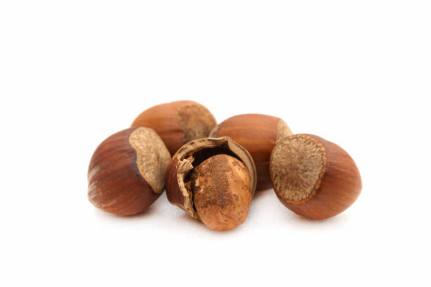 istock Group of hazelnuts on white isolated background 2010536240