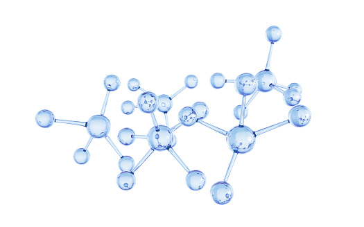 3d Render Molecule Transparent Blue, Science and Medicine Concept (Clipping Path)