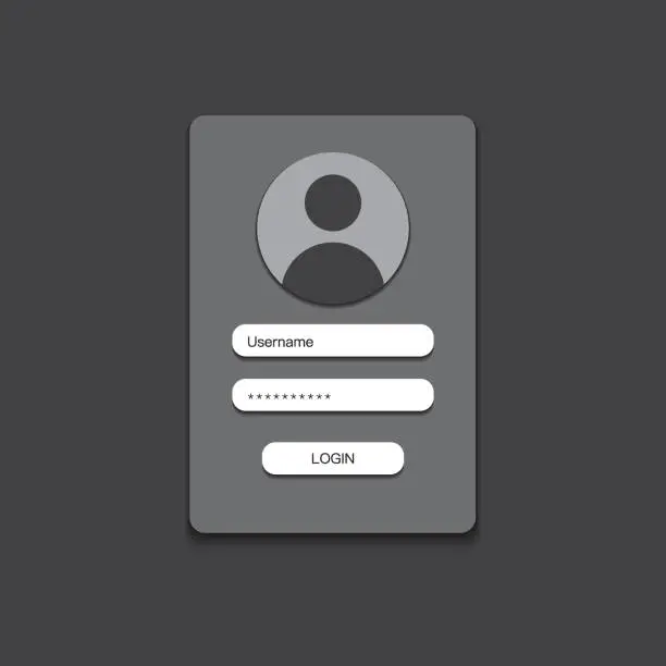 Vector illustration of The account login form, web log screen, application interface, security profile, login page with places to enter a username and password.