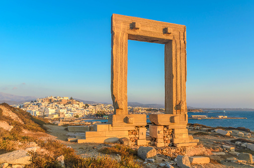 the Portara of Naxos overlooking the old town