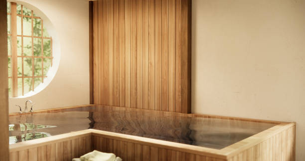 istock Wooden Japan bathroom modern Onsen minimal style 2010719864