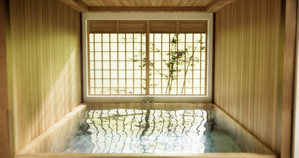 istock Wooden Japan bathroom modern Onsen minimal style 2010720380