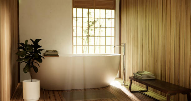 istock Wooden Japan bathroom modern Onsen minimal style 2010720911