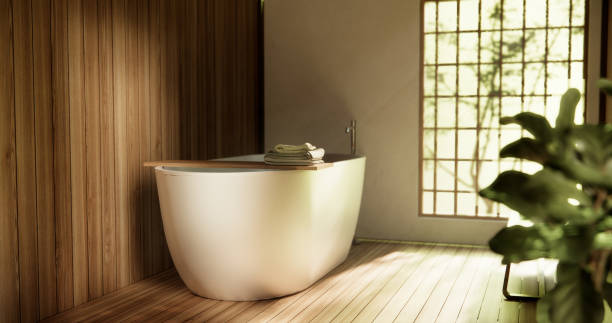 istock Wooden Japan bathroom modern Onsen minimal style 2010720912
