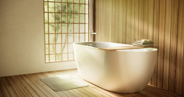 istock Wooden Japan bathroom modern Onsen minimal style 2010720915