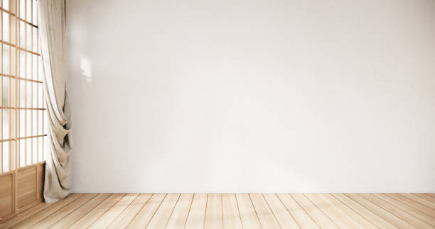 istock Empty room white on wooden floor interior design. 2010725093