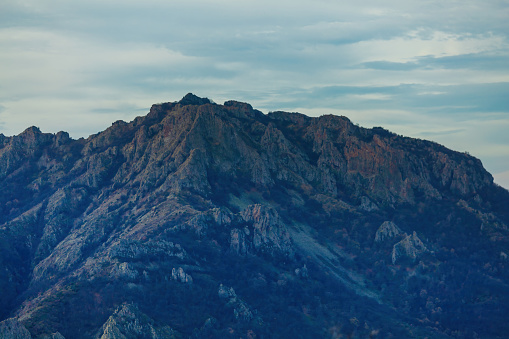 Beautiful landscape view of peaks of Rhodope mountains in Bulgaria