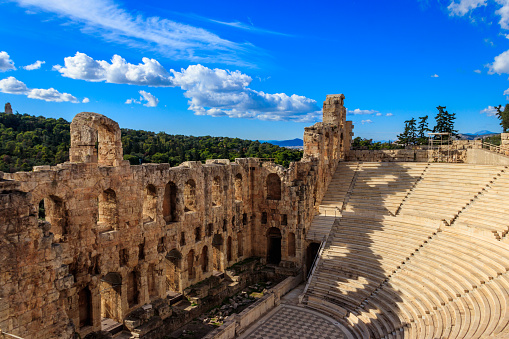 The theatre of Herodes Atticus located on the Acropolis of Athens, Greece.