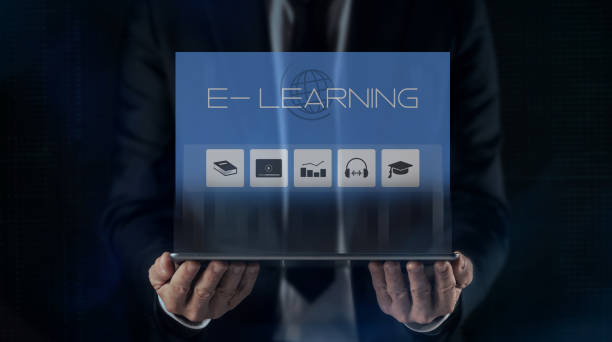 istock E-learning technology online education concept. Remote lessons, business formation. Internet webinar 2010848783