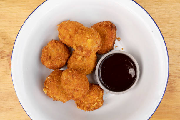 istock View of fried chicken croquettes with bbq sauce 2010858285