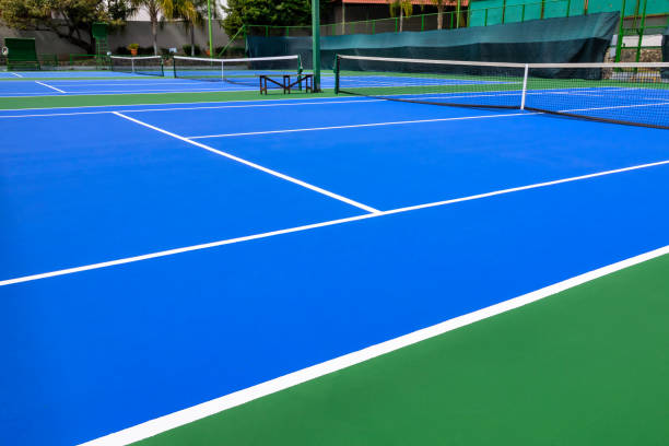 istock Newly painted tennis courts 2010886059