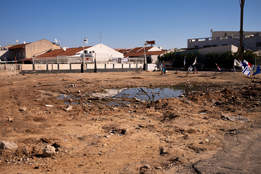 Sderot, Israel – February 07, 2024: A memorial site in Sderot city where the police station once stood before its destruction.