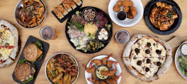 istock Top view of many gourmet dishes on the restaurant table 2010910017