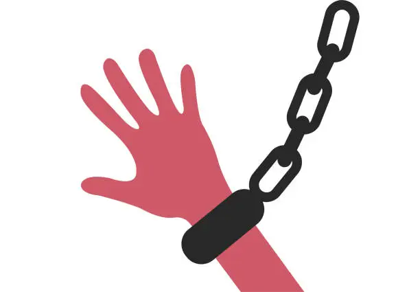 Vector illustration of Hand chained human traffic