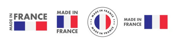 Vector illustration of Made in France - collection of vector labels for product packaging.