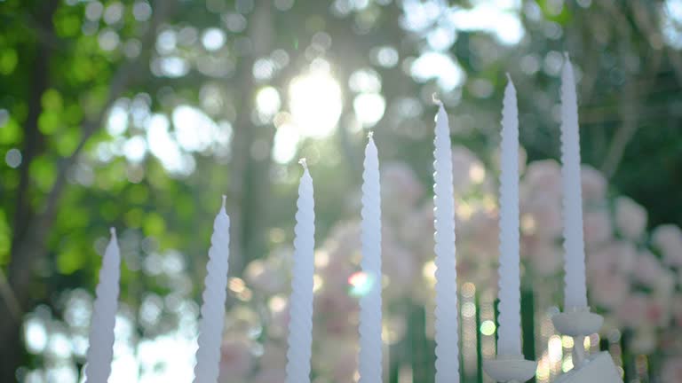 White candles in the wedding reception