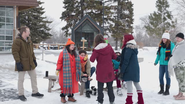 Winter Skating Journey Leads to Lakeside Gathering
