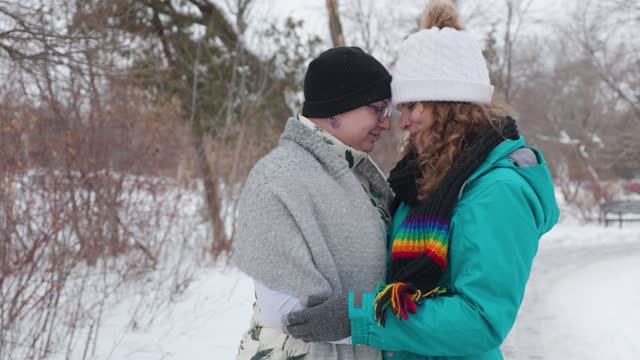 Forest stroll: Trans Women Share Intimate Kisses in Nature's Embrace