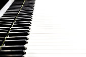 Piano keyboard. Grand piano keys closeup