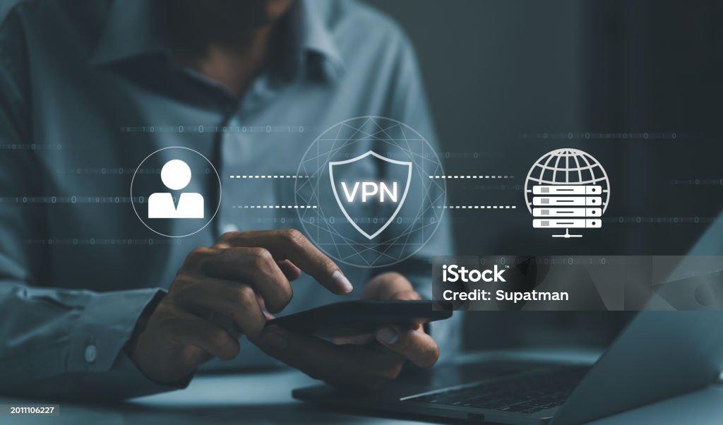 Vpn Man Interent Vpn Server Network Security Internet Privacy Encryption Concept ...