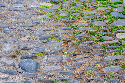 paved street road made of stone on the ancient streets of the old city